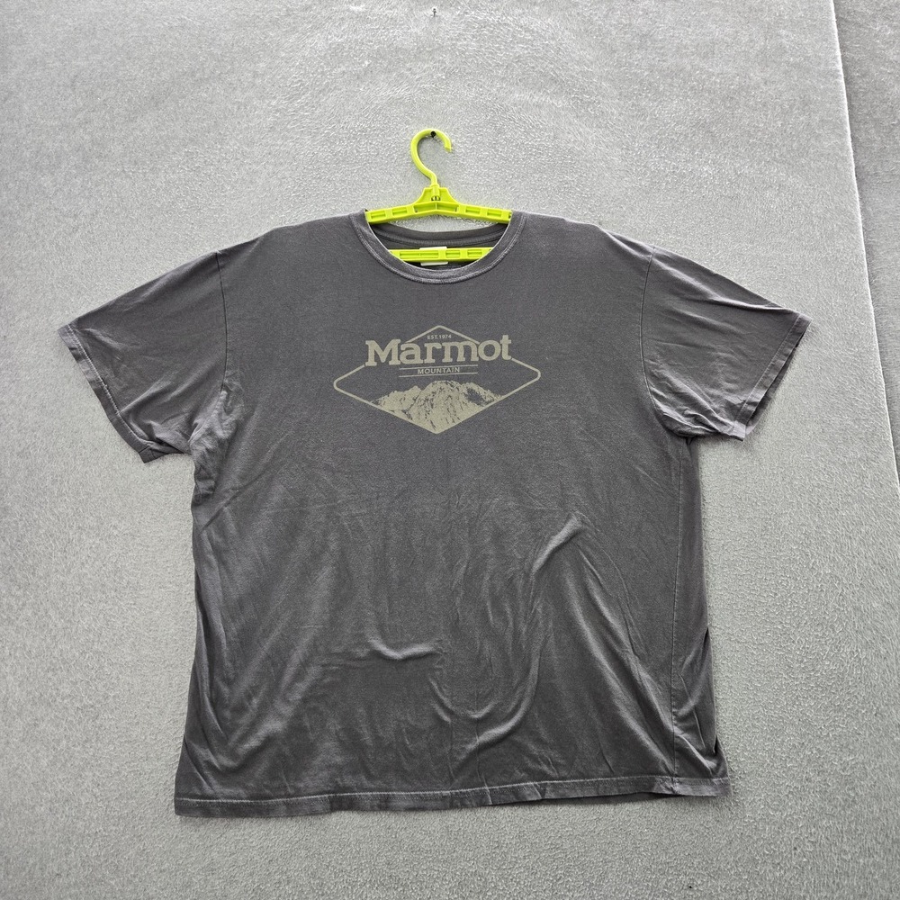 Marmot Men Shirt XXL Gray Mountain‎ Logo Graphic Tee Print Short Sleeve